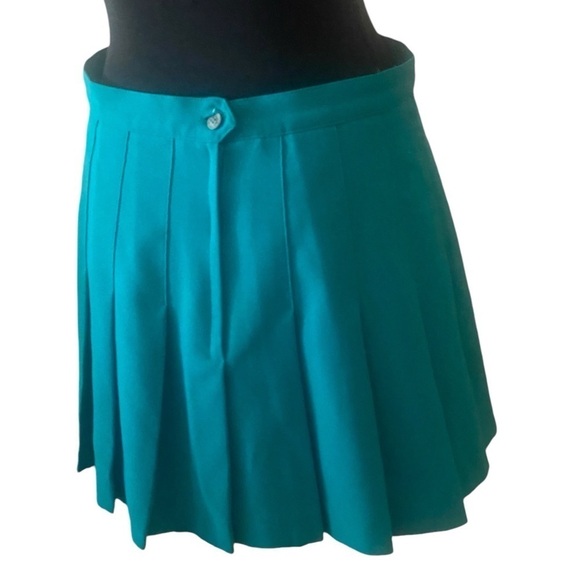 Vintage Pleated HEAD Sportswear Pleated Mini Skirt Size 12 Sea Green - Picture 8 of 10